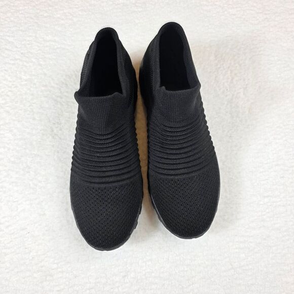HKR Black Knitted Slip-On Sneakers with Ribbed Texture Size 9 - Picture 14 of 17